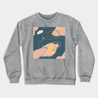 Abstract Art Shapes Blue Theme Crewneck Sweatshirt